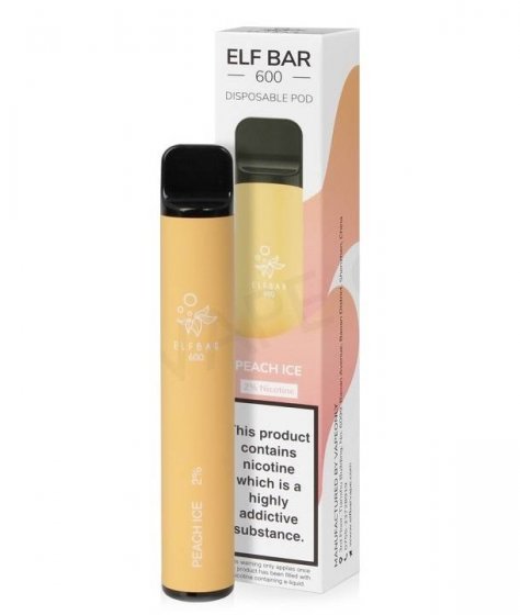Elf Bar Peach Ice, 600 Pufuri, Tigara Electronica de Unica Folosinta, 2 ml Capacitate, Nicotina 20 mg/ml