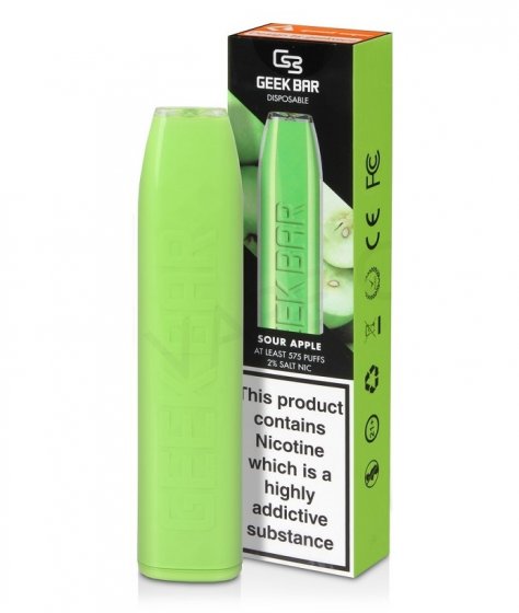 Geek Bar Sour Apple Disposable, Nicotina 20mg/ml, Tigara Electronica Vape de Unica Folosinta, 600 Pufuri, 2 ml Capacitate, Calitate Premium