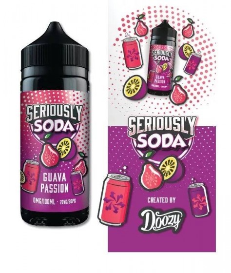 Lichid Vape Doozy Seriously Soda Guava Passion, 100ml, Fara Nicotina, 70VG / 30PG, Fabricat in UK, Shortfill 120ml, Premium