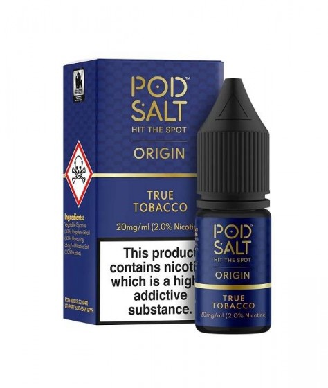 Lichid Vape Premium Pod Salt Origin True Tobacco, 10ml, cu Nicotina, 50VG/ 0PG, Fabricat in UK, Calitate Premium