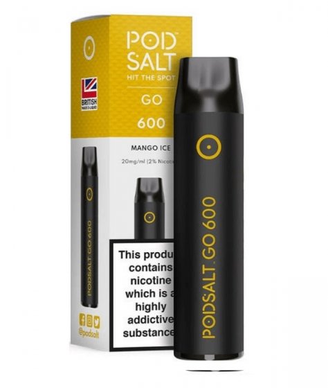 Vape de Unica Folosinta Pod Salt GO 600 Mango Ice 2ml, 600 Inhalari, Nicotina 20 mg/ml, Calitate Premium UK