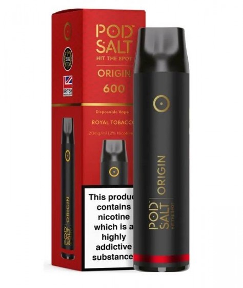 Vape de Unica Folosinta Pod Salt Origin GO 600 Royal Tobacco 2ml, 600 Inhalari, Nicotina 20 mg/ml, Calitate Premium UK